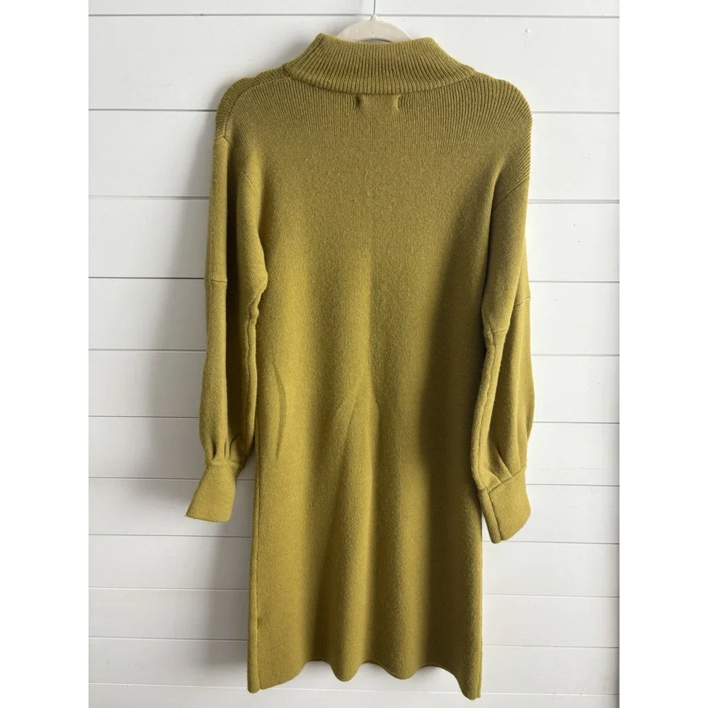 Roolee Womans Sz. S Yellow Sweater Dress‎ Knit Mock Turtleneck 0651